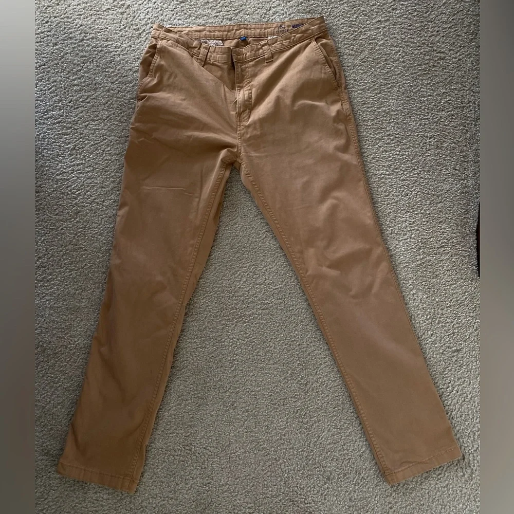 Men’s Tan/Khaki Casual chinos with Slim Straight cut - Picture 2 of 3